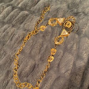 Gold Chain belt with Geometric crystal Accents fully adjustable